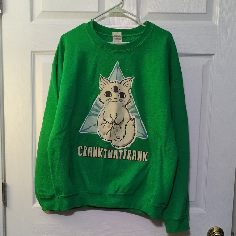 Gildan Green Cat Graphic Sweatshirt